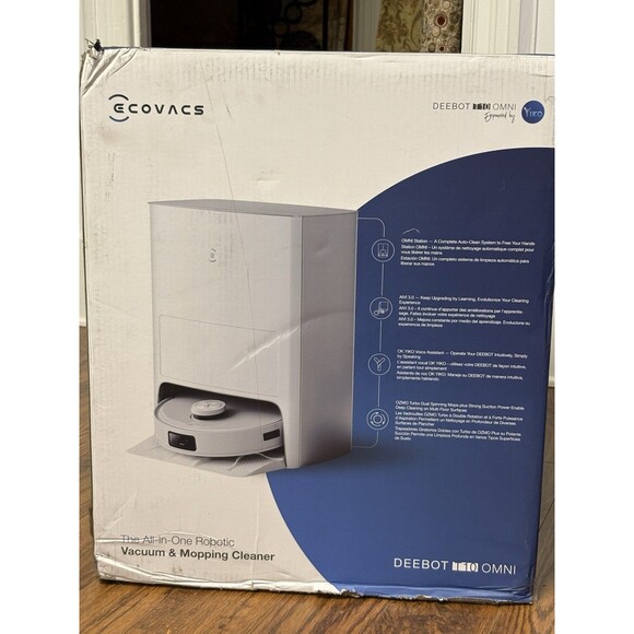 ECOVACS DEEBOT T10 OMNI Robotic Vacuum Cleaner - White New - Open Box - Picture 1 of 2
